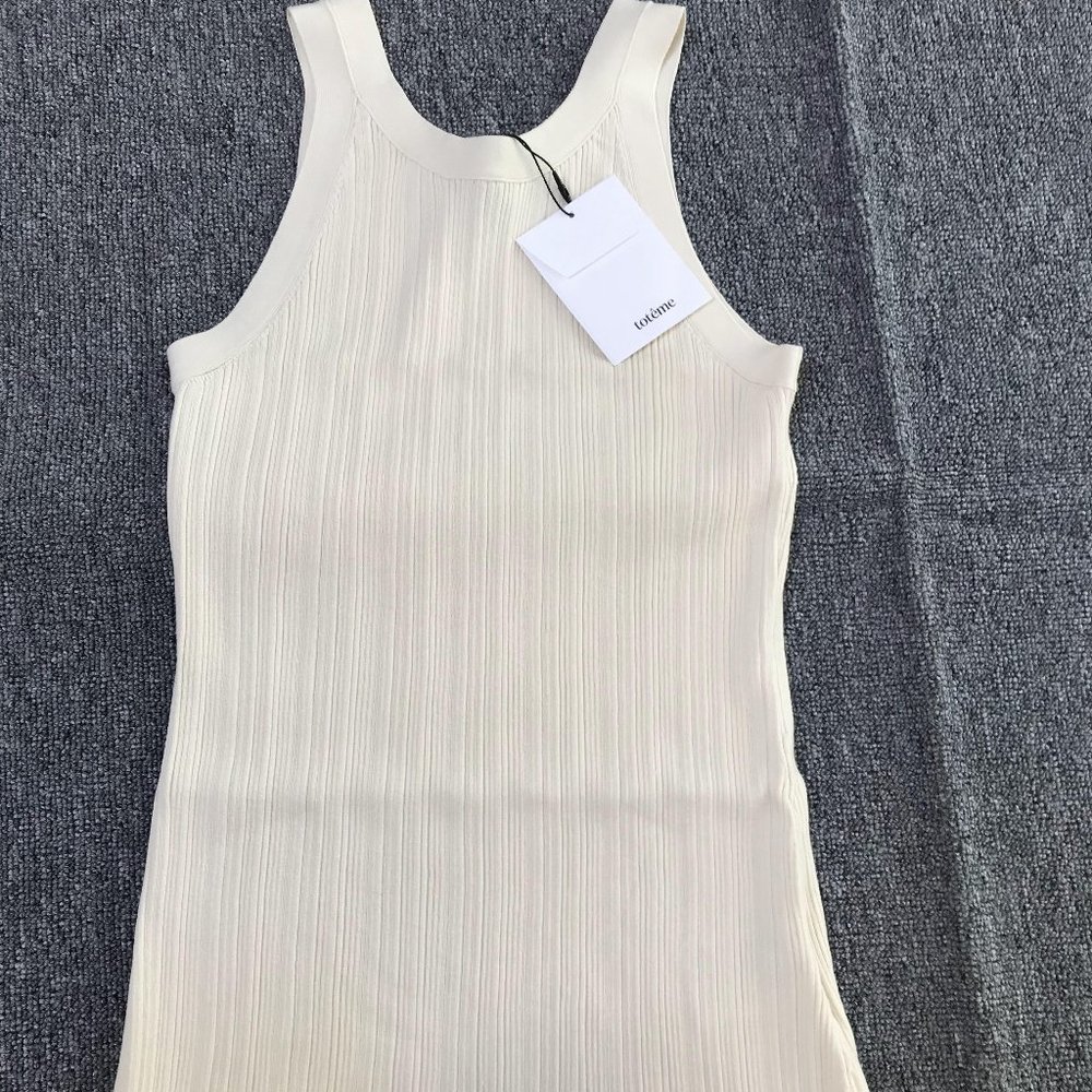 TOTEME Beige Curved Tank Top